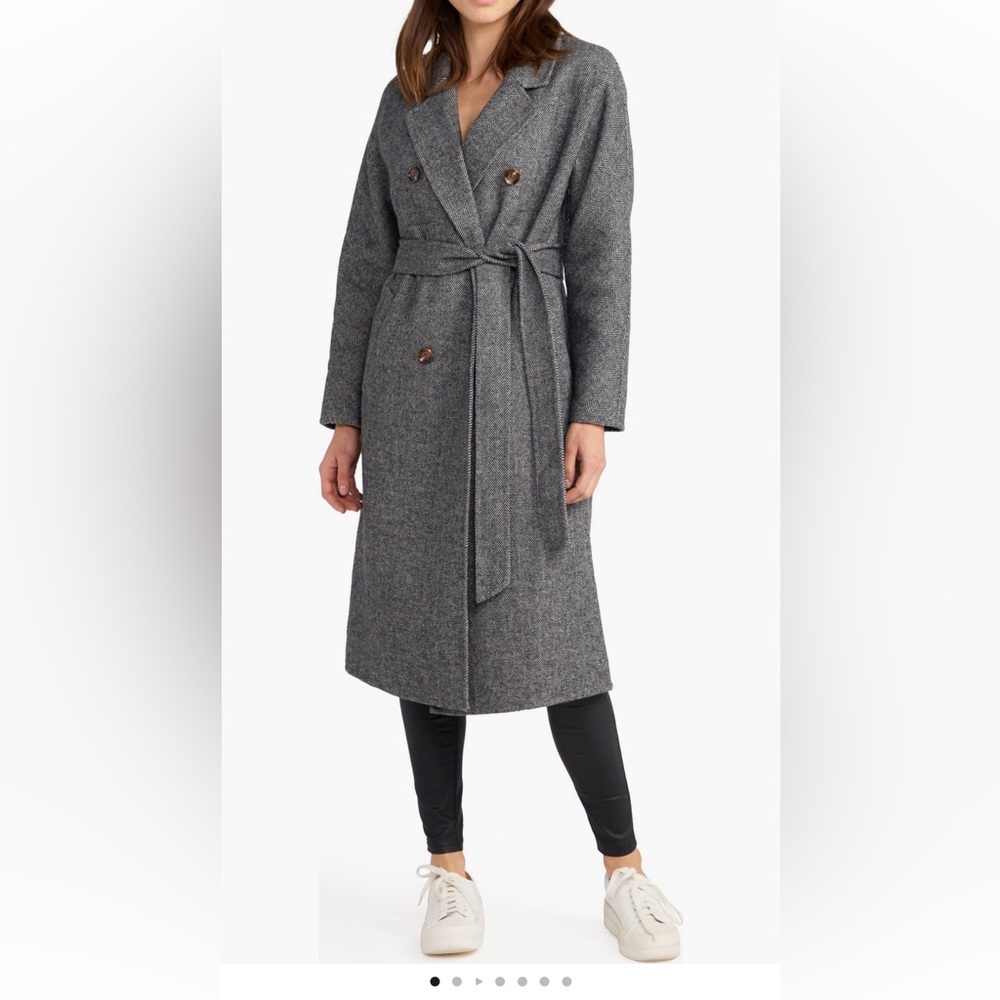 Belle & Bloom Standing‎ Still Belted Wool  Trench Coat long Jacket medium NWT